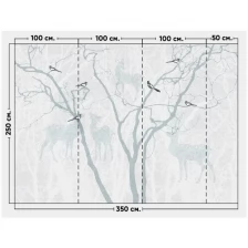 Фотообои / флизелиновые обои Сороки и олени / флизелиновые готовые на стену / природа / на кухню, в прихожую, спальню, гостиную, зал 3,5 x 2,5 м