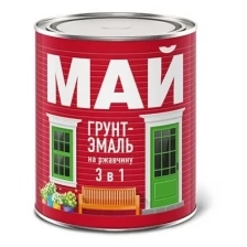 Грунт-эмаль МАЙ на ржавчину 3 в 1 серая, 0,8кг